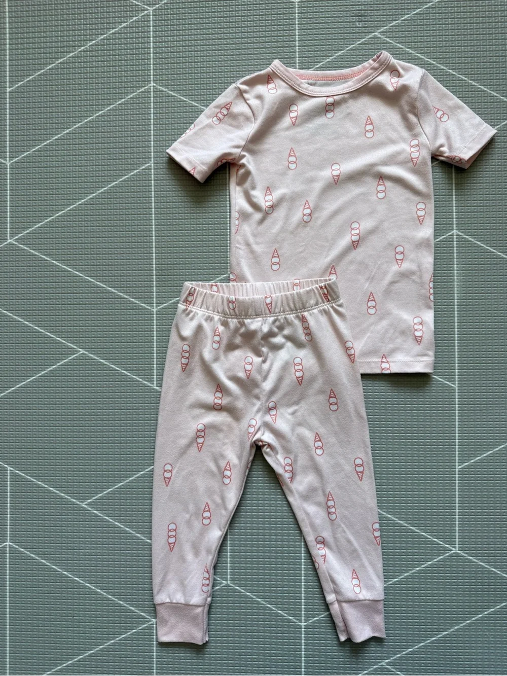 cloud island|Baby girl/toddler Light Pink Ice Cream Cone matching Pajama Set•18M